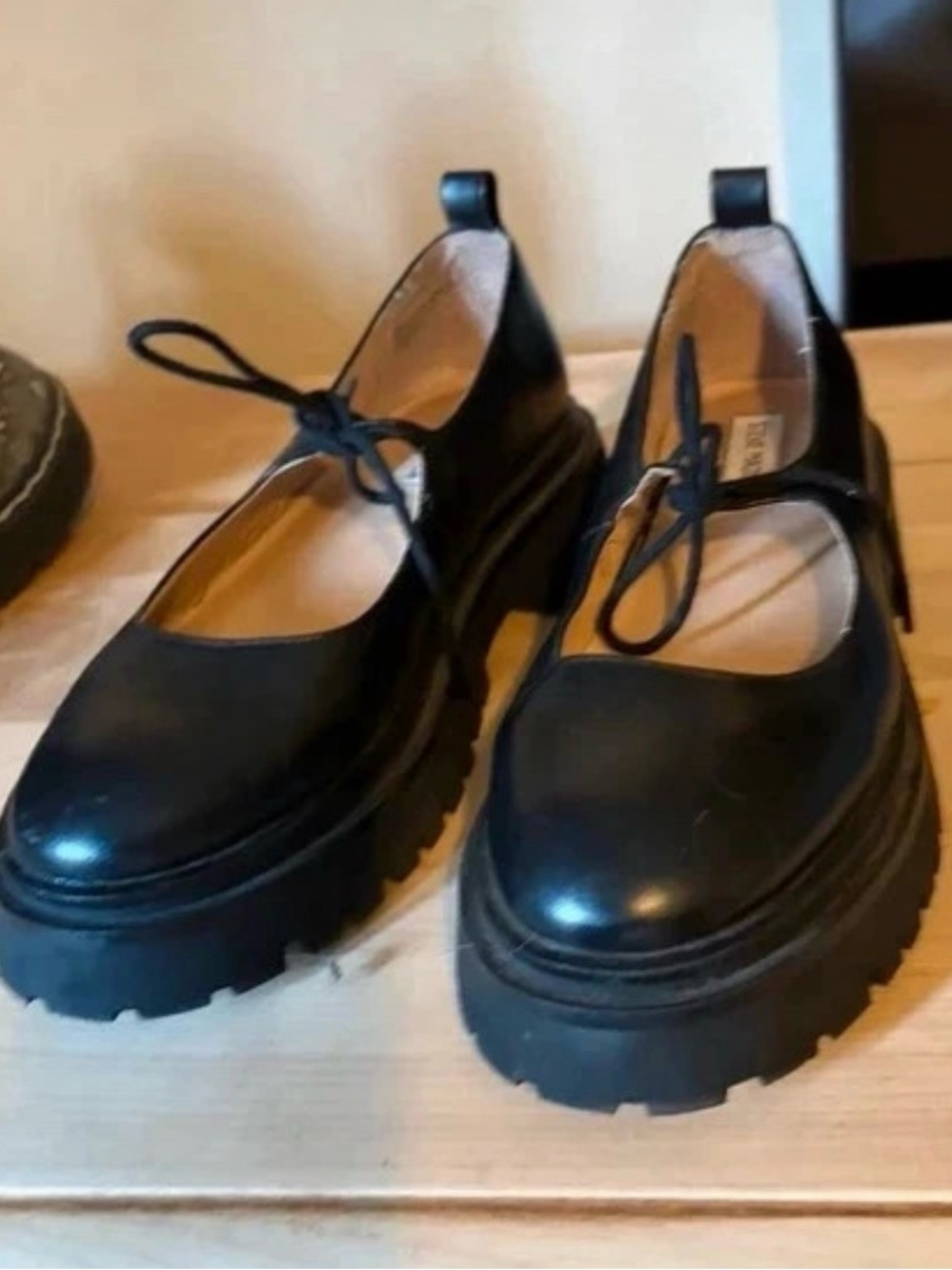 Steve Madden Black Chunky Mary Jane Platform Mules